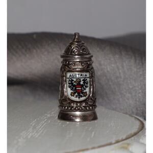 Vintage 800 Silver Beer Stein Locket Minimalist Charm 2.47G / 0.8in